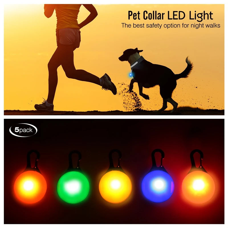 Brightly colored collar with light: make walking safe