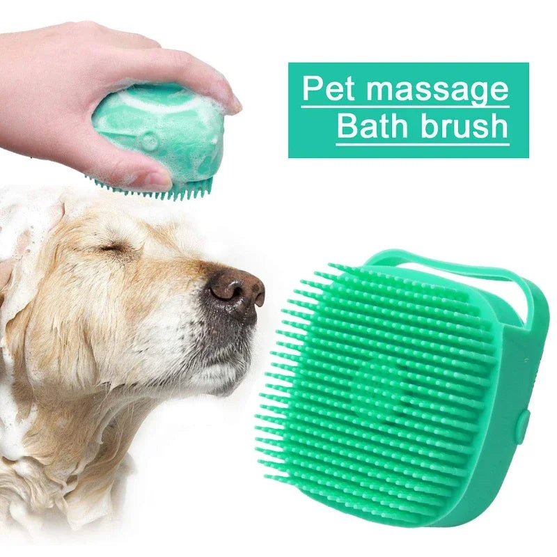 2-in-1 Pet Bathing Brush: Gentle Silicone Massager for Dogs & Cats